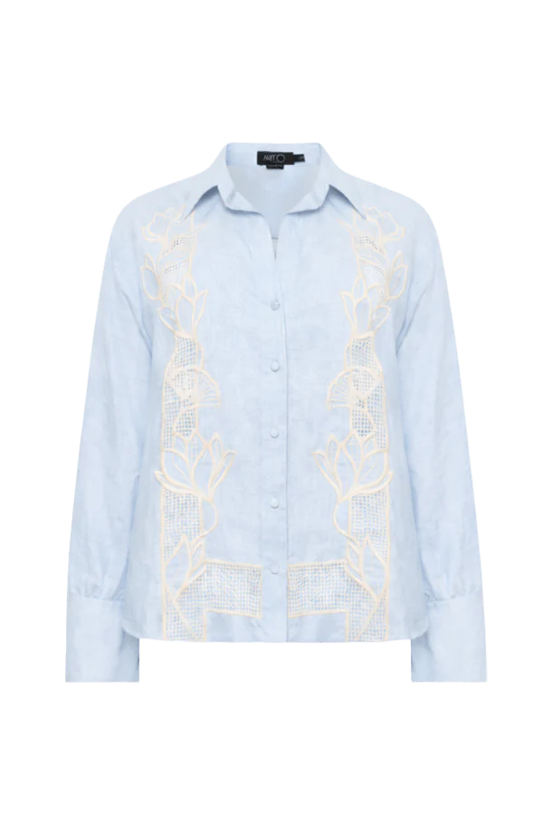 ACQUAMIST LINEN EMBROIDERED SHIRT