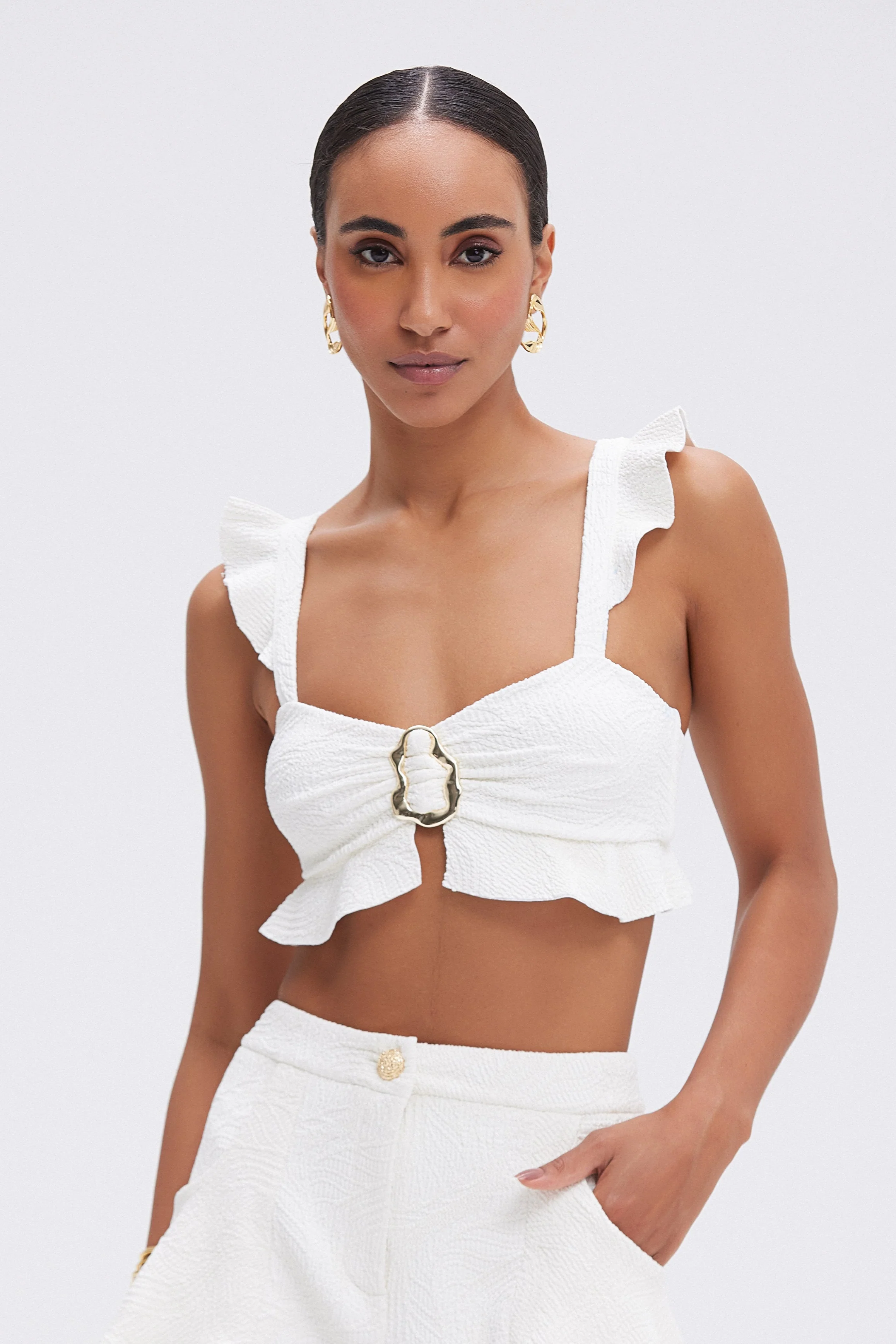 BREEZE JACQUARD FLUTTER TOP