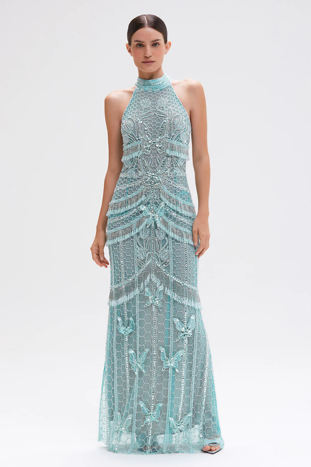 BUTTERFLY EMBROIDERY MAXI DRESS