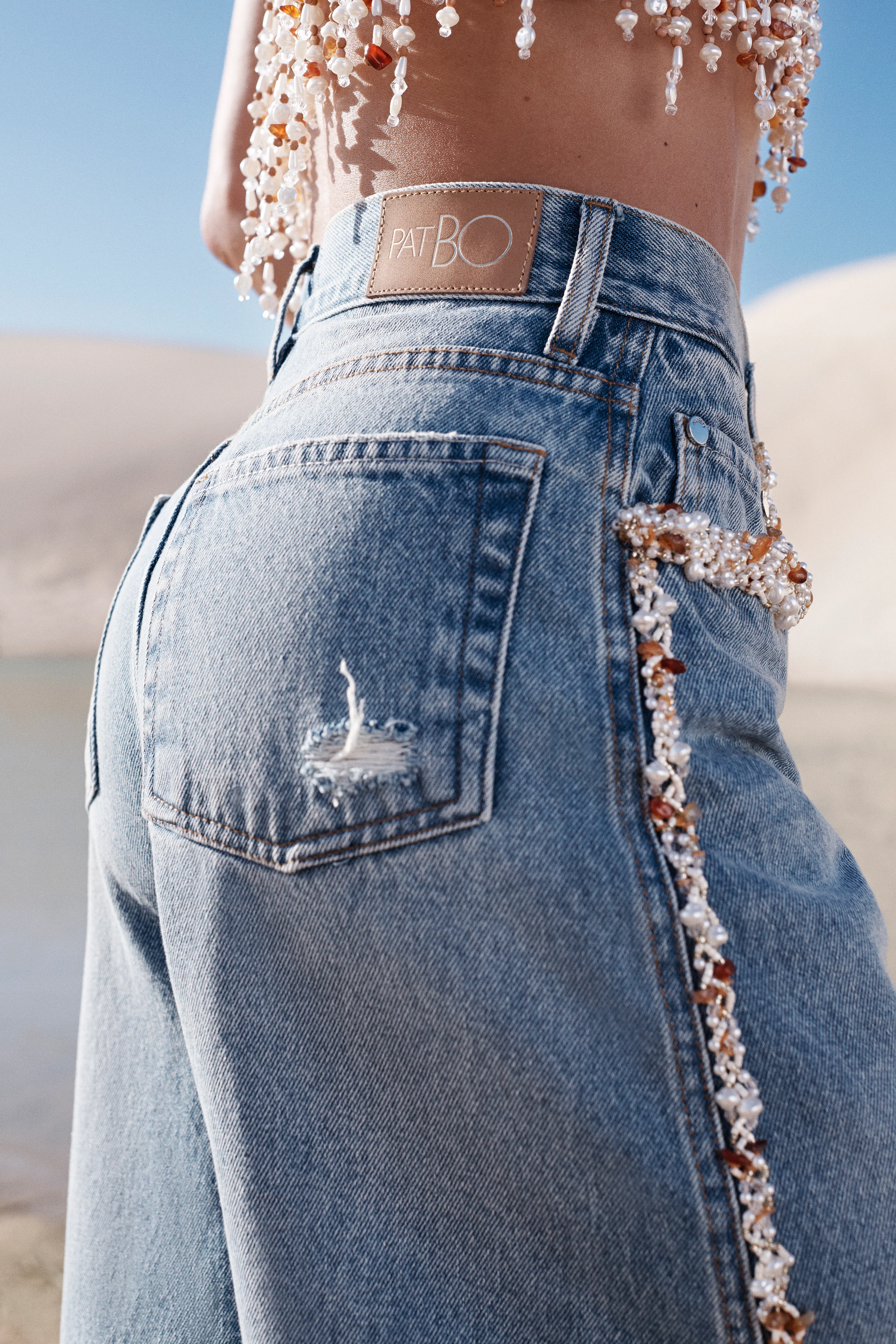 CAMILA COELHO BEADED DENIM PANT - Image 4