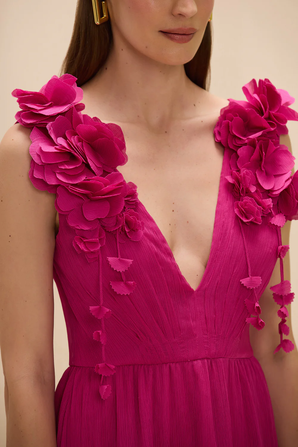 CHIFFON CARMEN FLOWERS MINI DRESS - Image 2