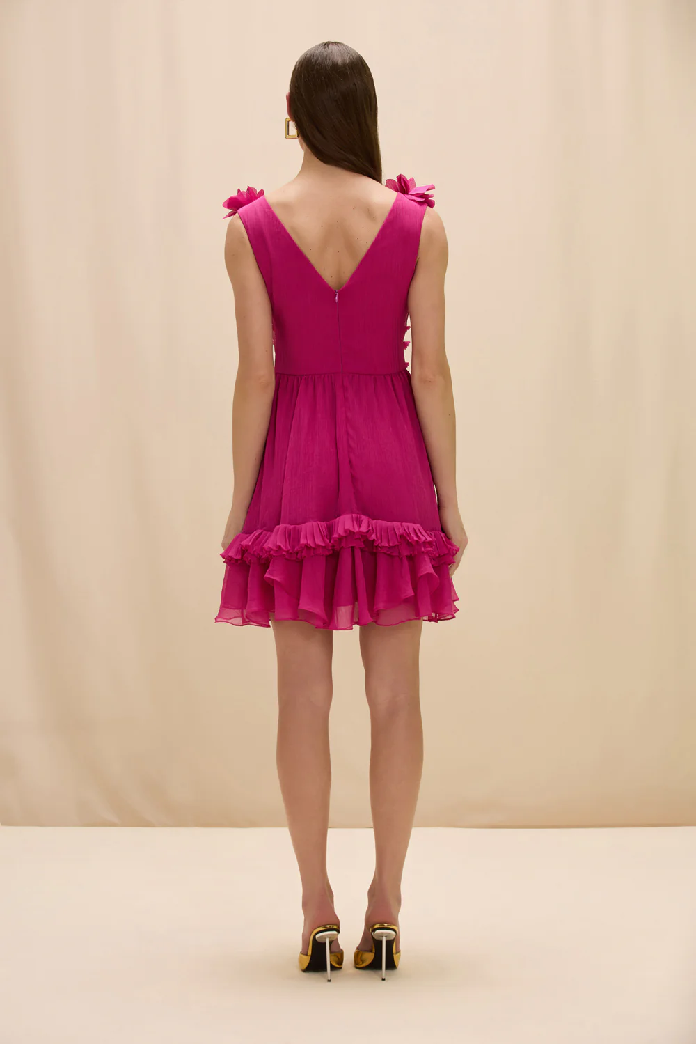 CHIFFON CARMEN FLOWERS MINI DRESS - Image 3