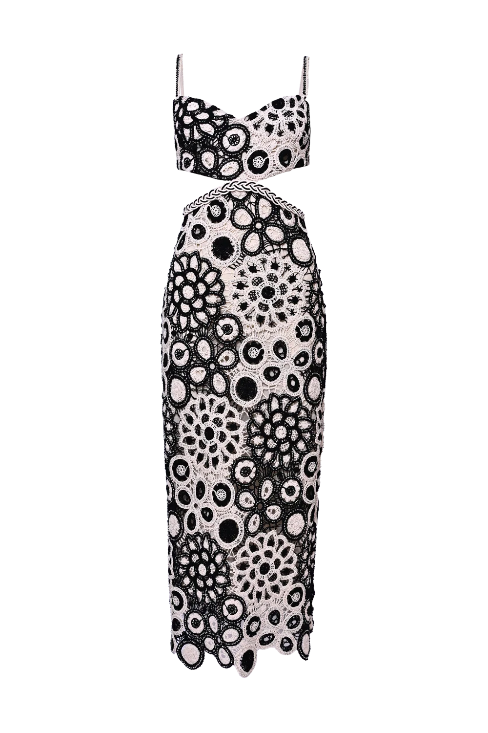 CORAL CROCHET CUTOUT MIDI DRESS - Image 3