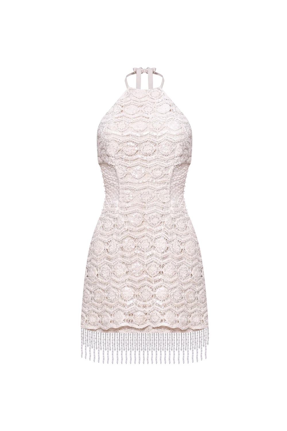 CROCHET BLOOM HALTERNECK MINI DRESS - Image 4