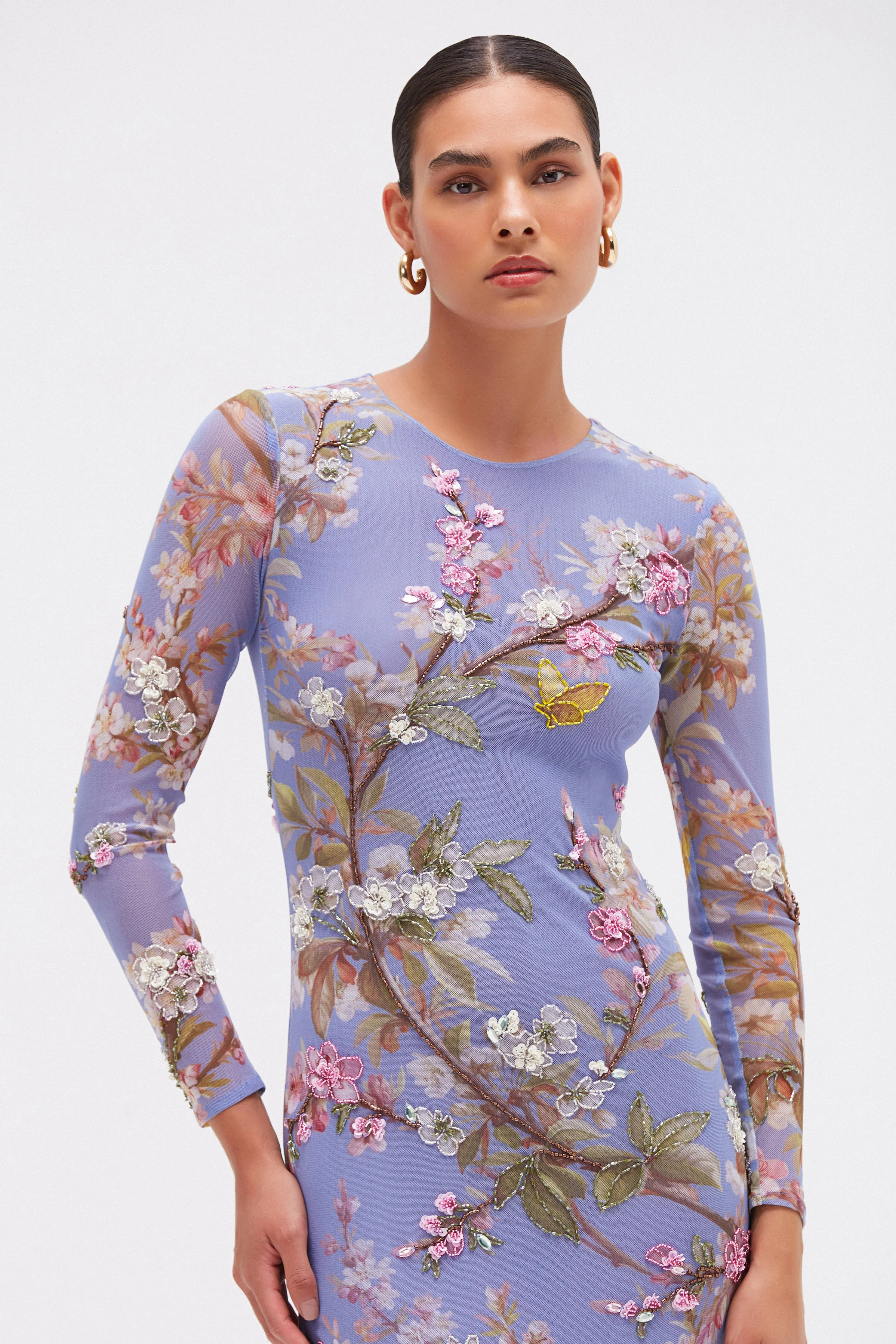DELICATA EMBROIDERED TULLE MIDI DRESS - Image 3