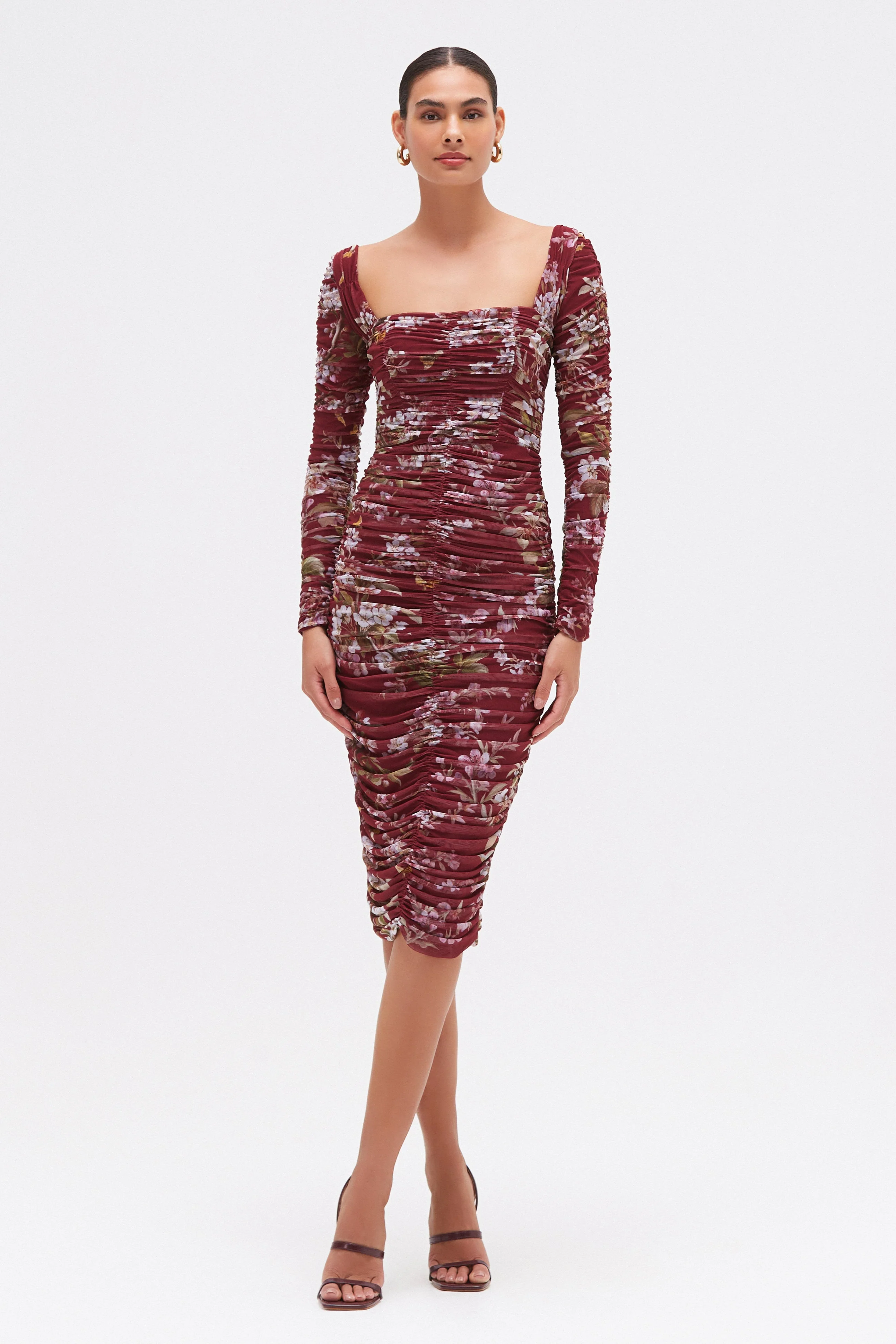 DELICATA STRETCH TULLE MIDI DRESS
