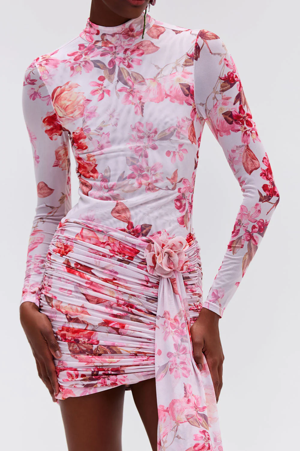 Floral Haze Stretch Tulle Mini Dress - Image 2