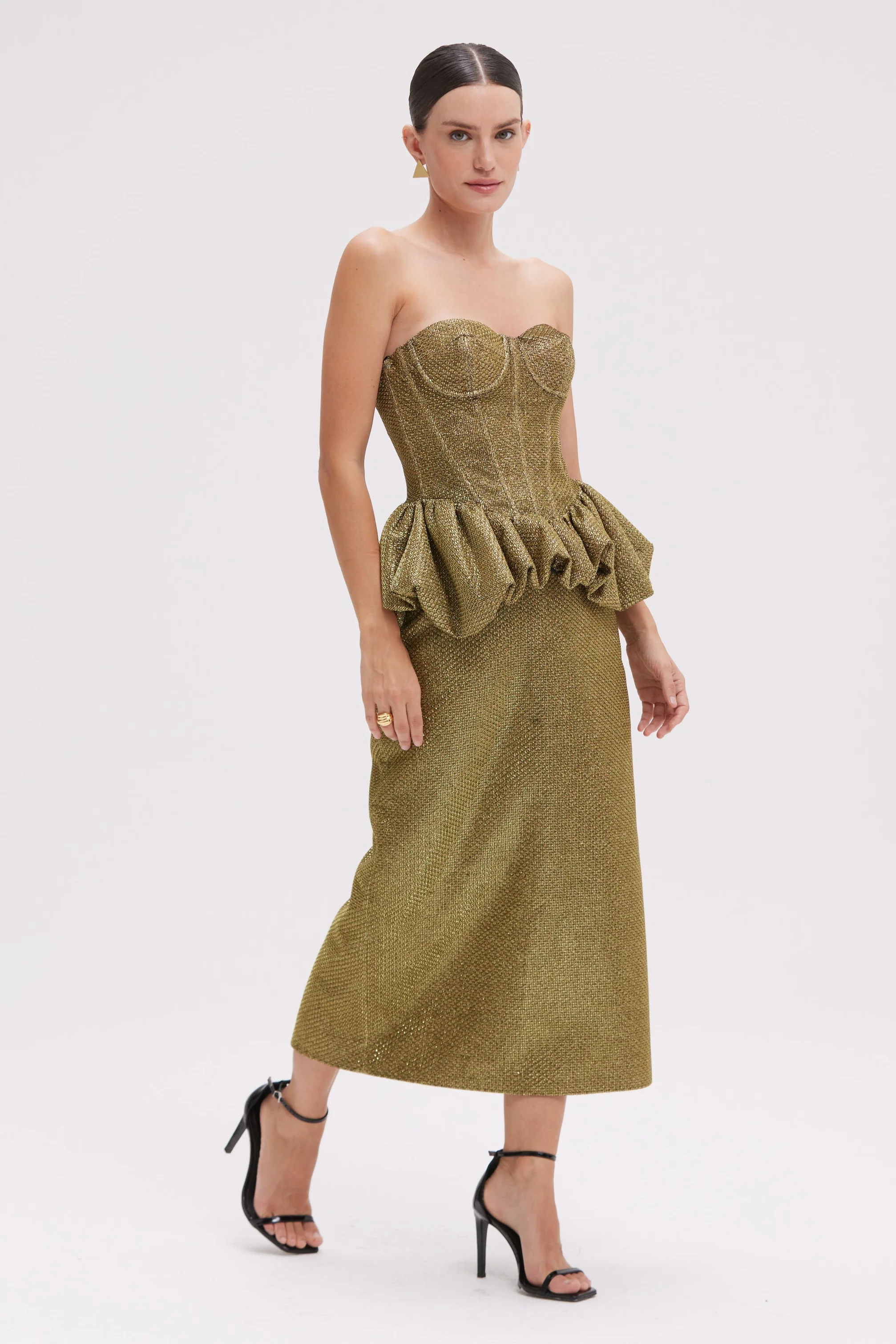 GOLDEN WEAVE MIDI SKIRT - Image 3