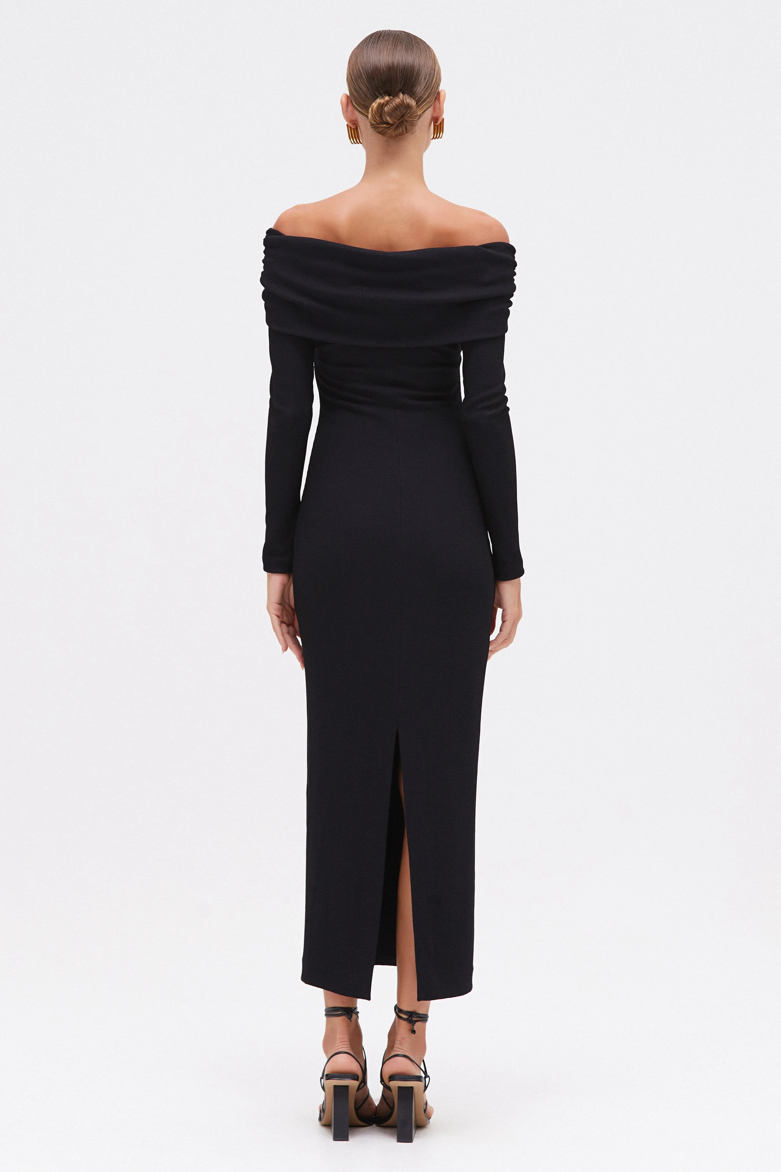 GRACE KNIT DRAPED MIDI DRESS - Image 4
