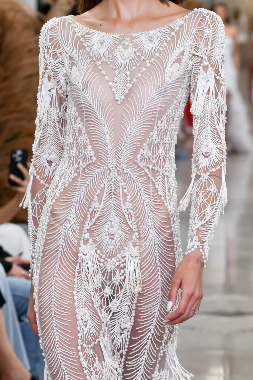HAND-BEADED ILLUSION TULLE GOWN  (EXCLUSIVE) - Image 5