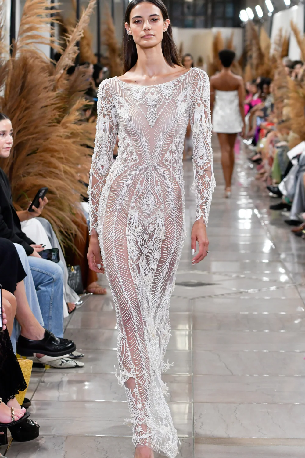HAND-BEADED ILLUSION TULLE GOWN  (EXCLUSIVE) - Image 6