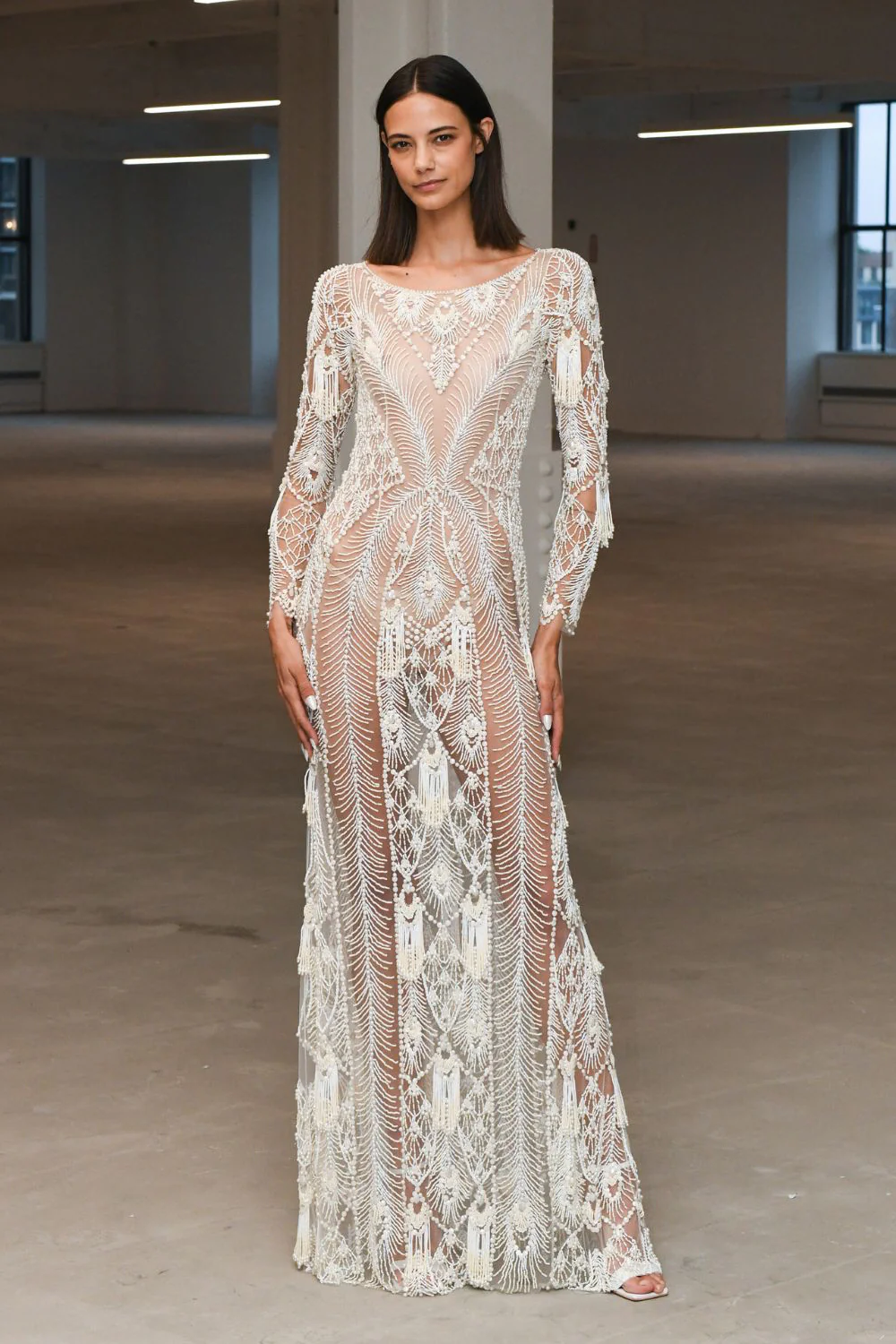 HAND-BEADED ILLUSION TULLE GOWN  (EXCLUSIVE) - Image 7