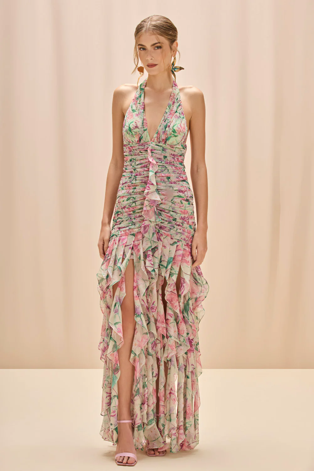 HONEY FLOWER PLUNGE GOWN