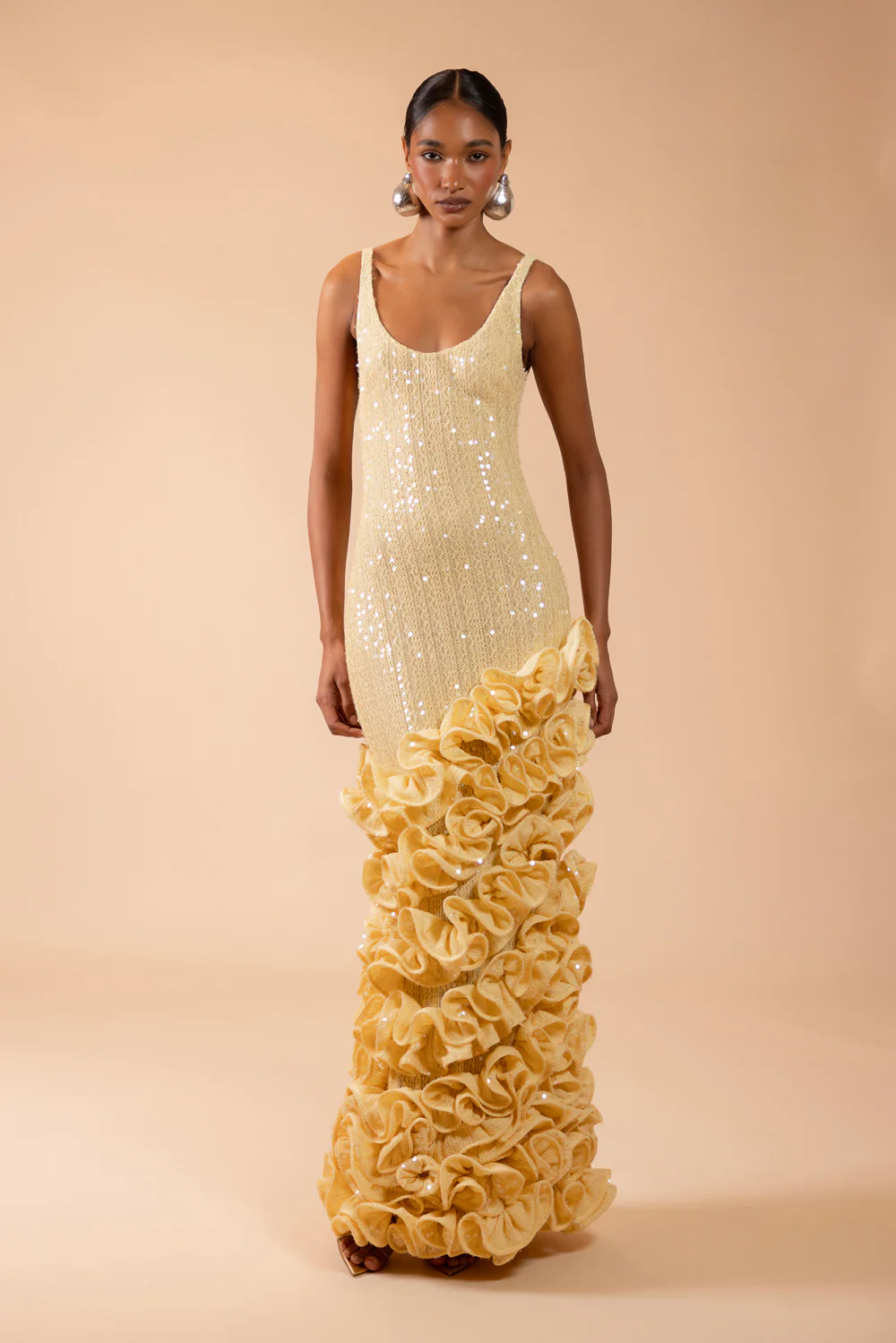IARA CROCHET RUFFLE MAXI DRESS (RUNWAY)
