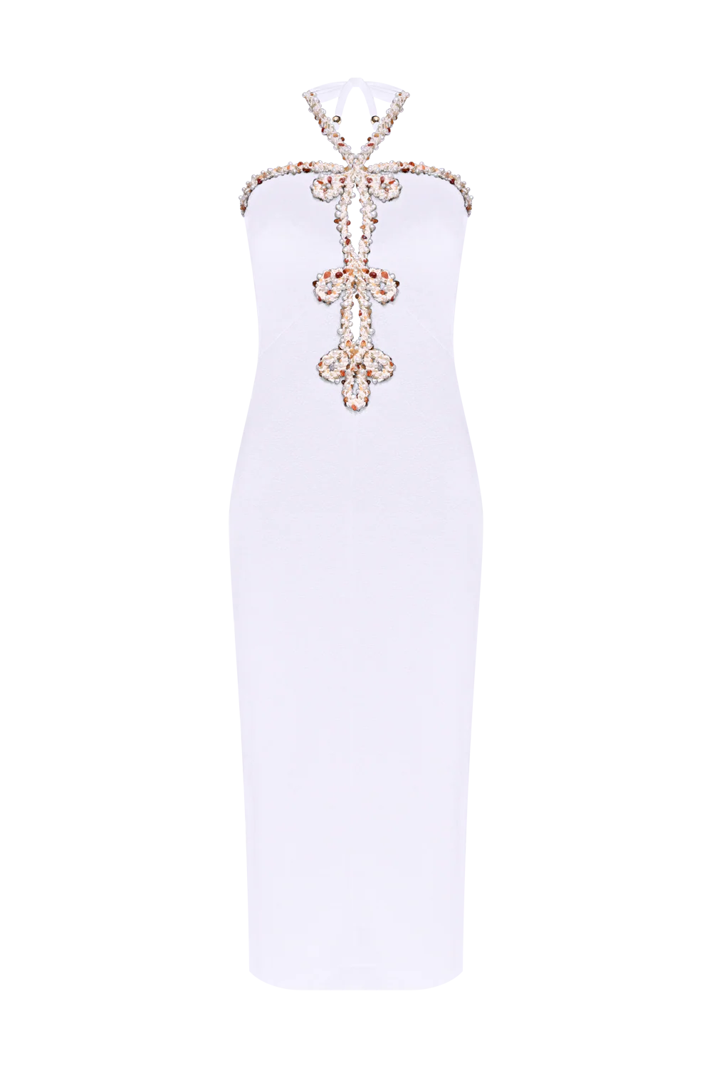 JADE KNIT EMBROIDERED HALTERNECK MIDI DRESS - Image 2