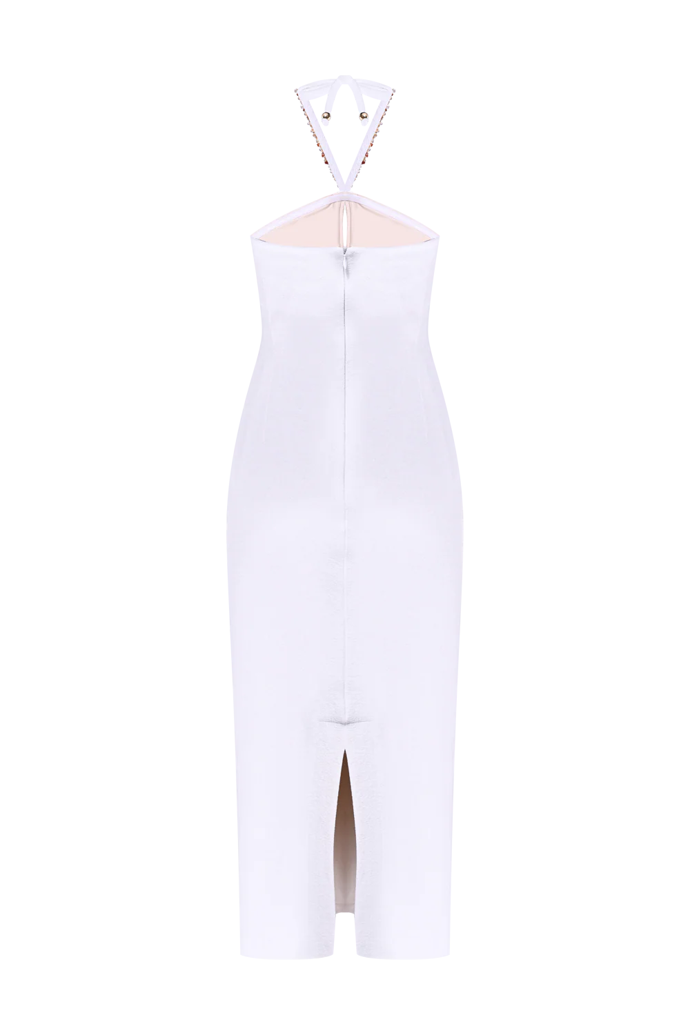 JADE KNIT EMBROIDERED HALTERNECK MIDI DRESS - Image 3