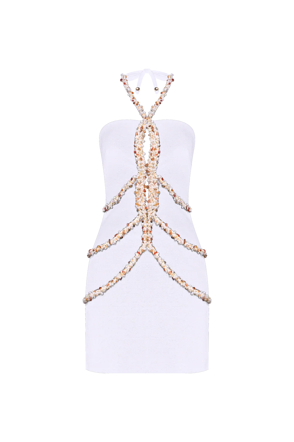 JADE KNIT EMBROIDERED HALTERNECK MINI DRESS - Image 3