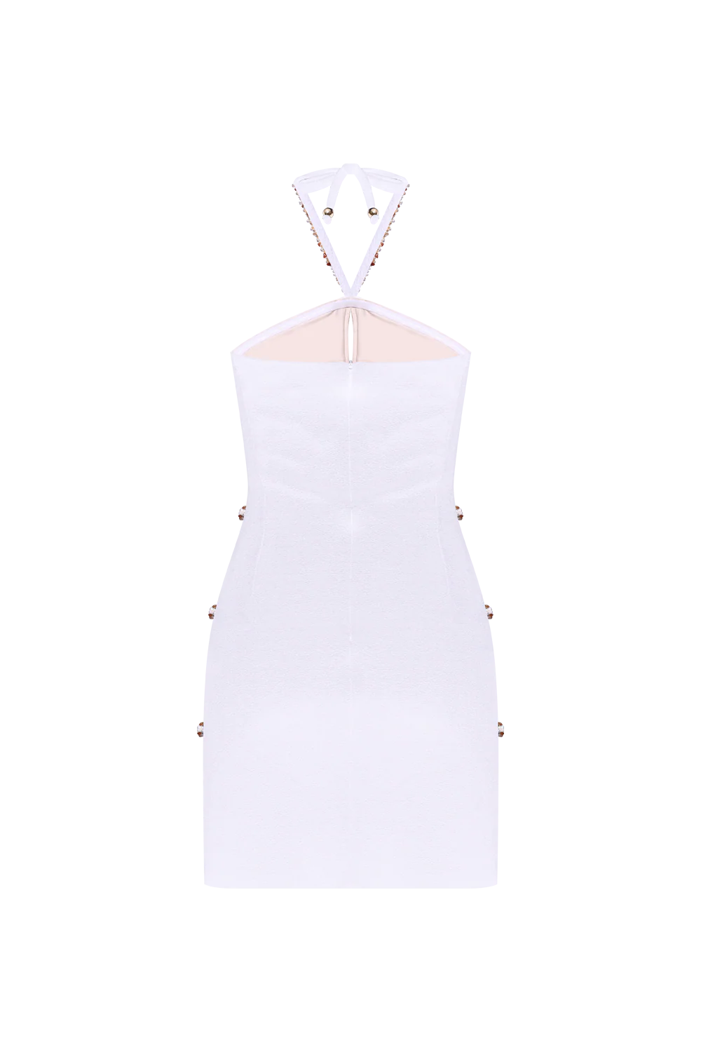 JADE KNIT EMBROIDERED HALTERNECK MINI DRESS - Image 4