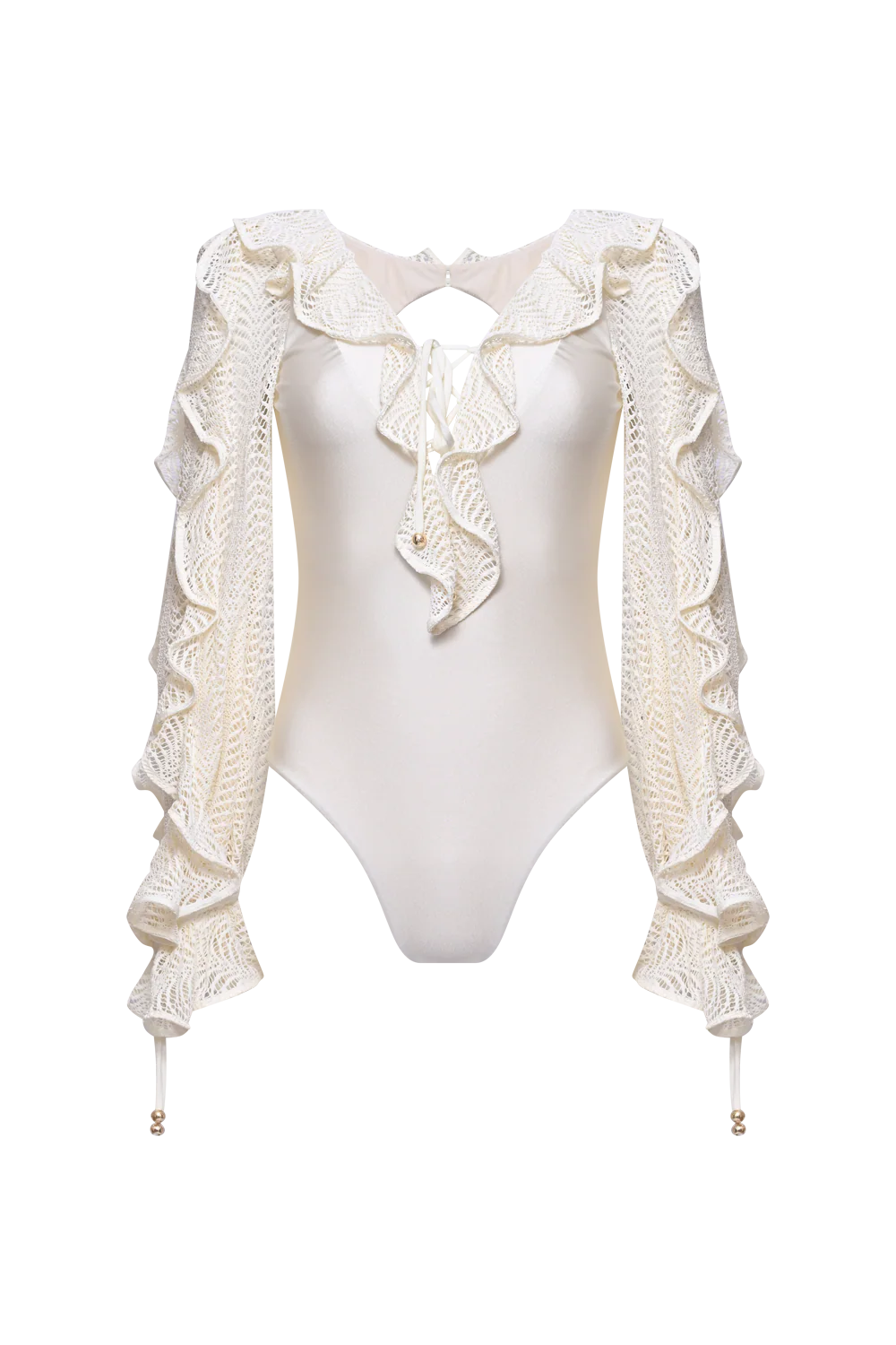 JADE LYCRA PLUNGE MESH BODYSUIT - Image 2