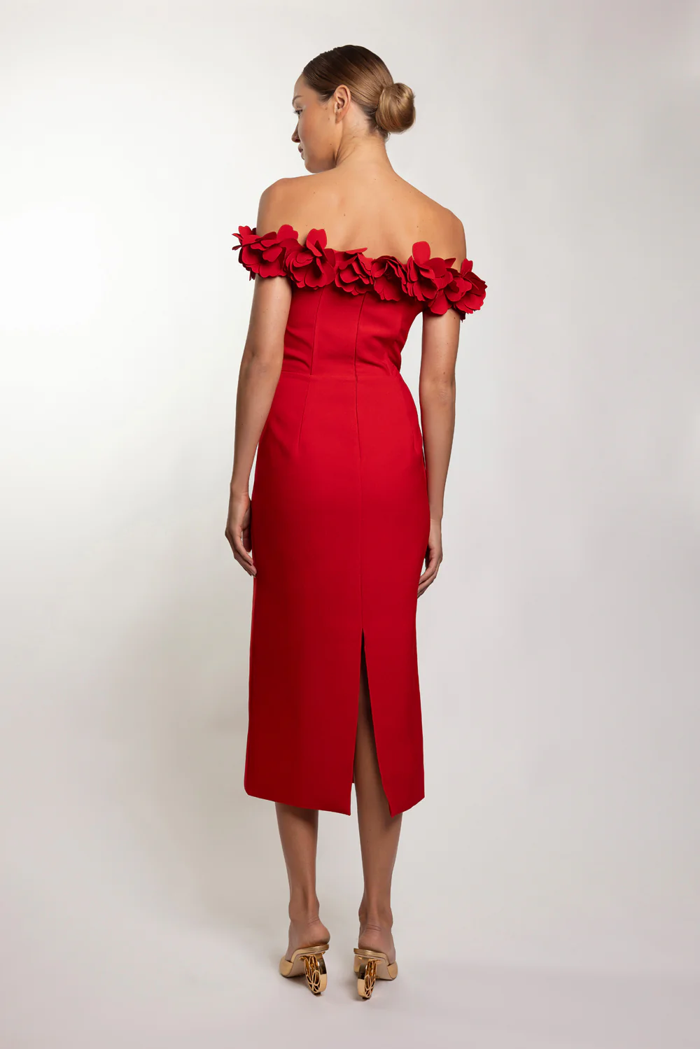 LIGHT SPOT CREPE MIDI DRESS - Image 5