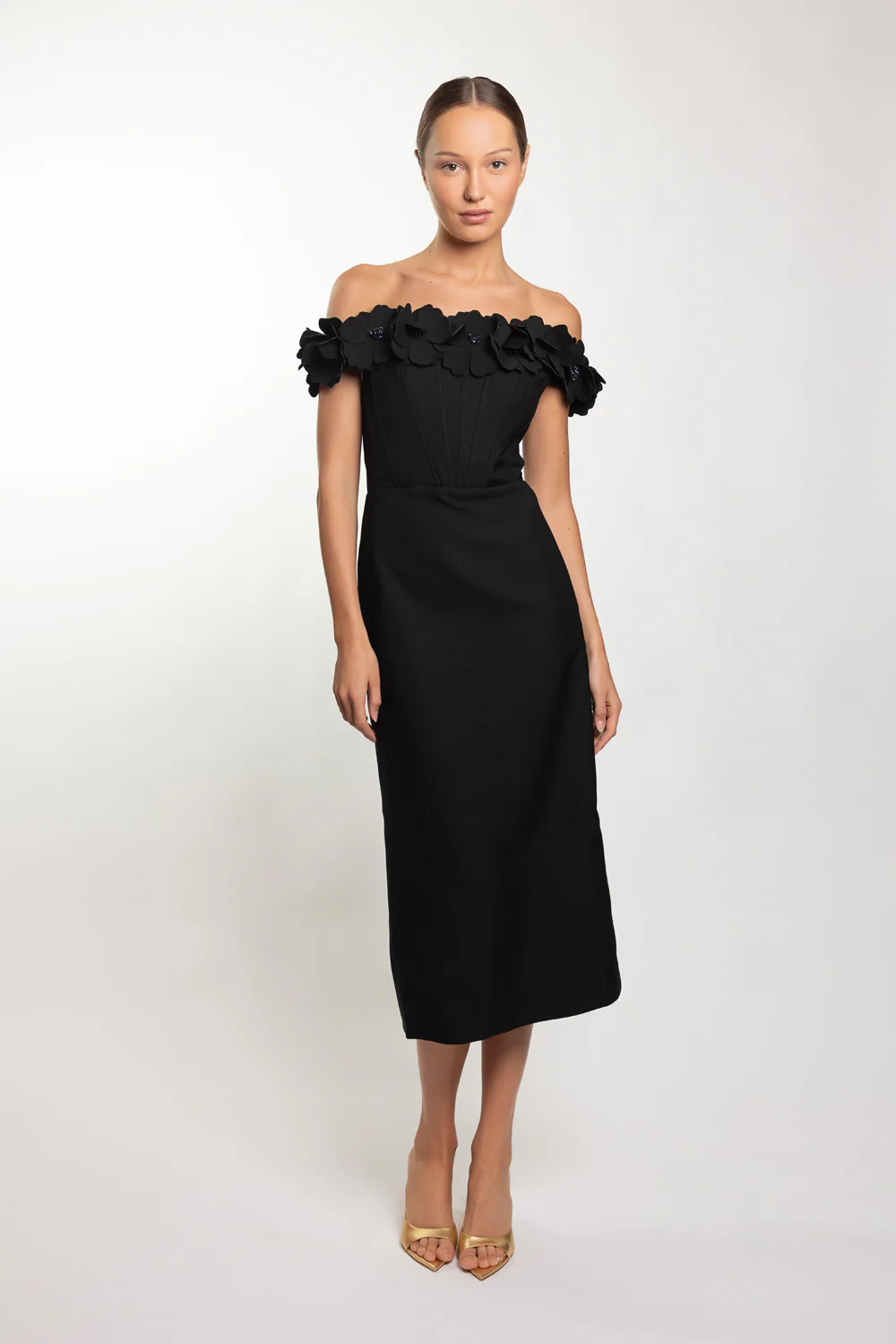 LIGHT SPOT CREPE MIDI DRESS