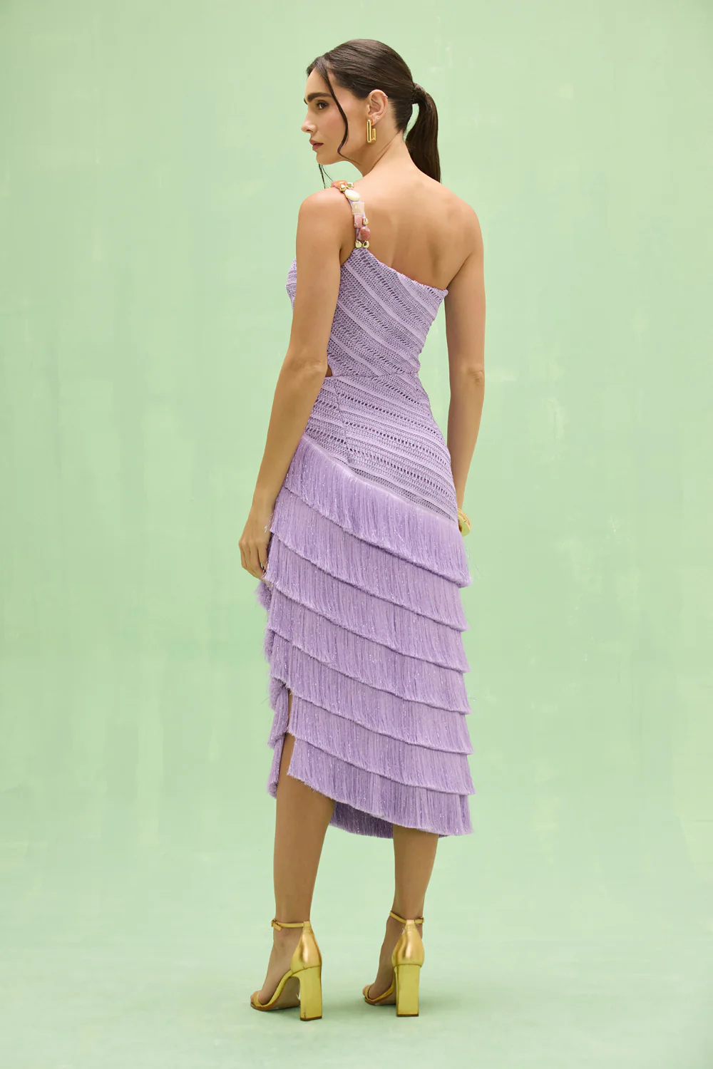 LILA FRINGE CUT OUT MIDI DRESS - Image 4