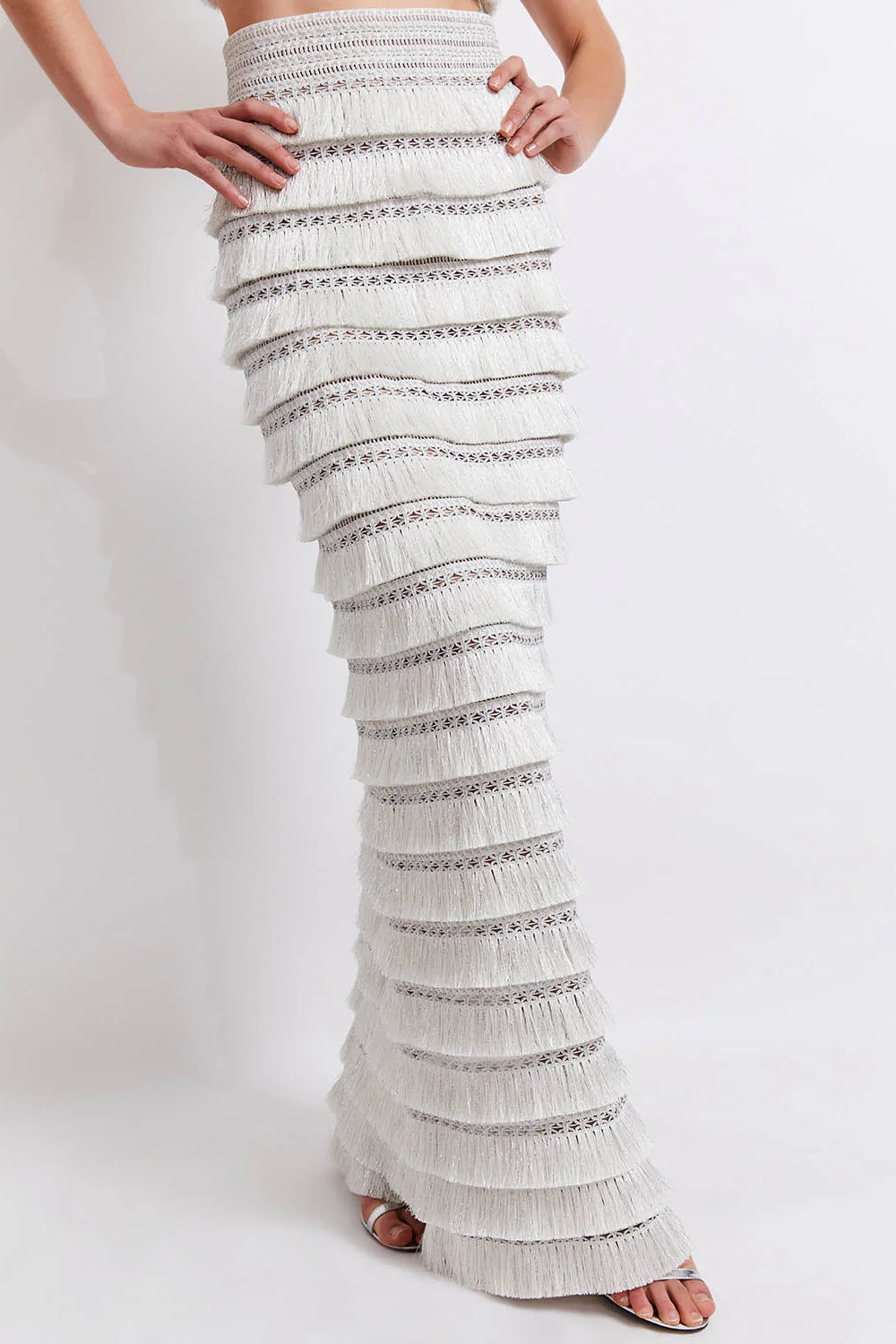 Metallic Fringe Maxi Skirt - Image 3