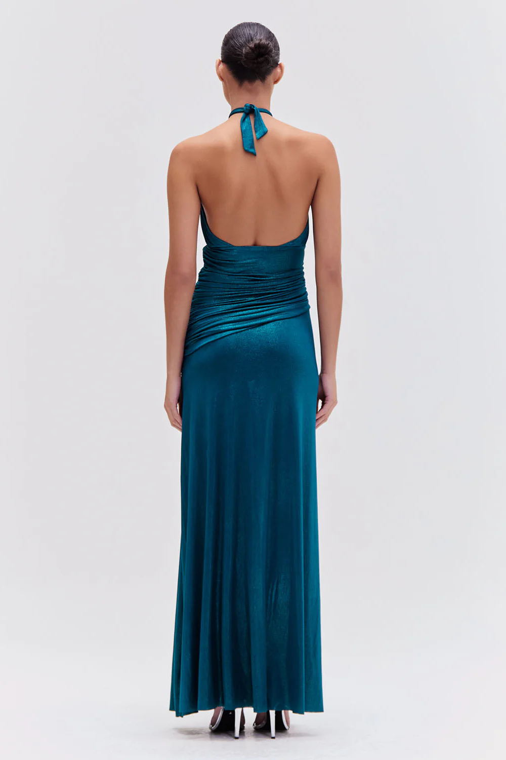 Metallic Jersey Halterneck Maxi Dress - Image 3