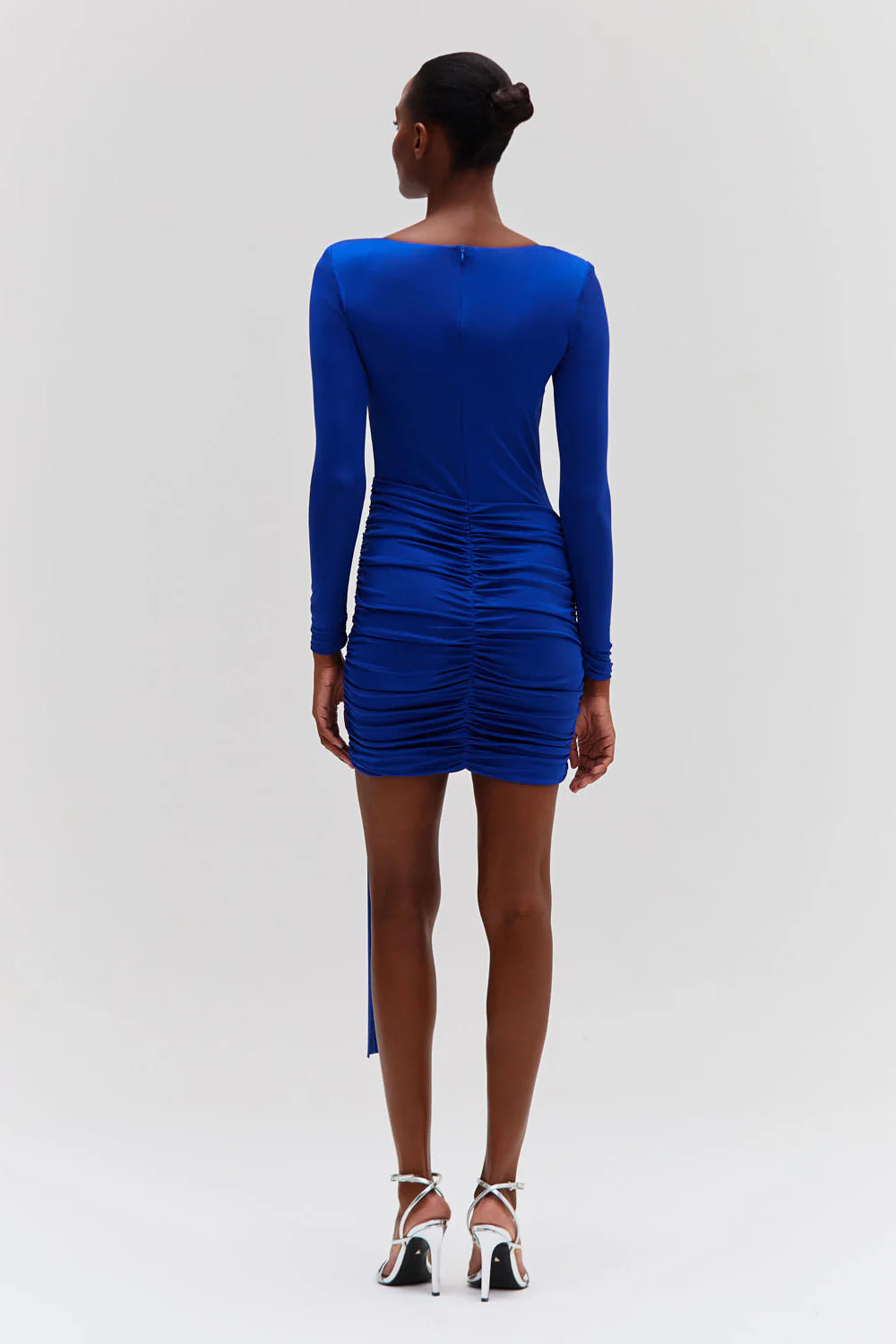 Metallic Jersey Long Sleeve Mini Dress - Image 2