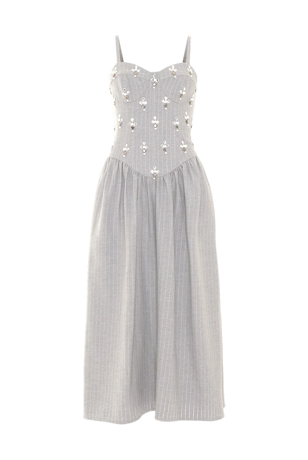 METALLIC PINSTRIPE MIDI DRESS - Image 4
