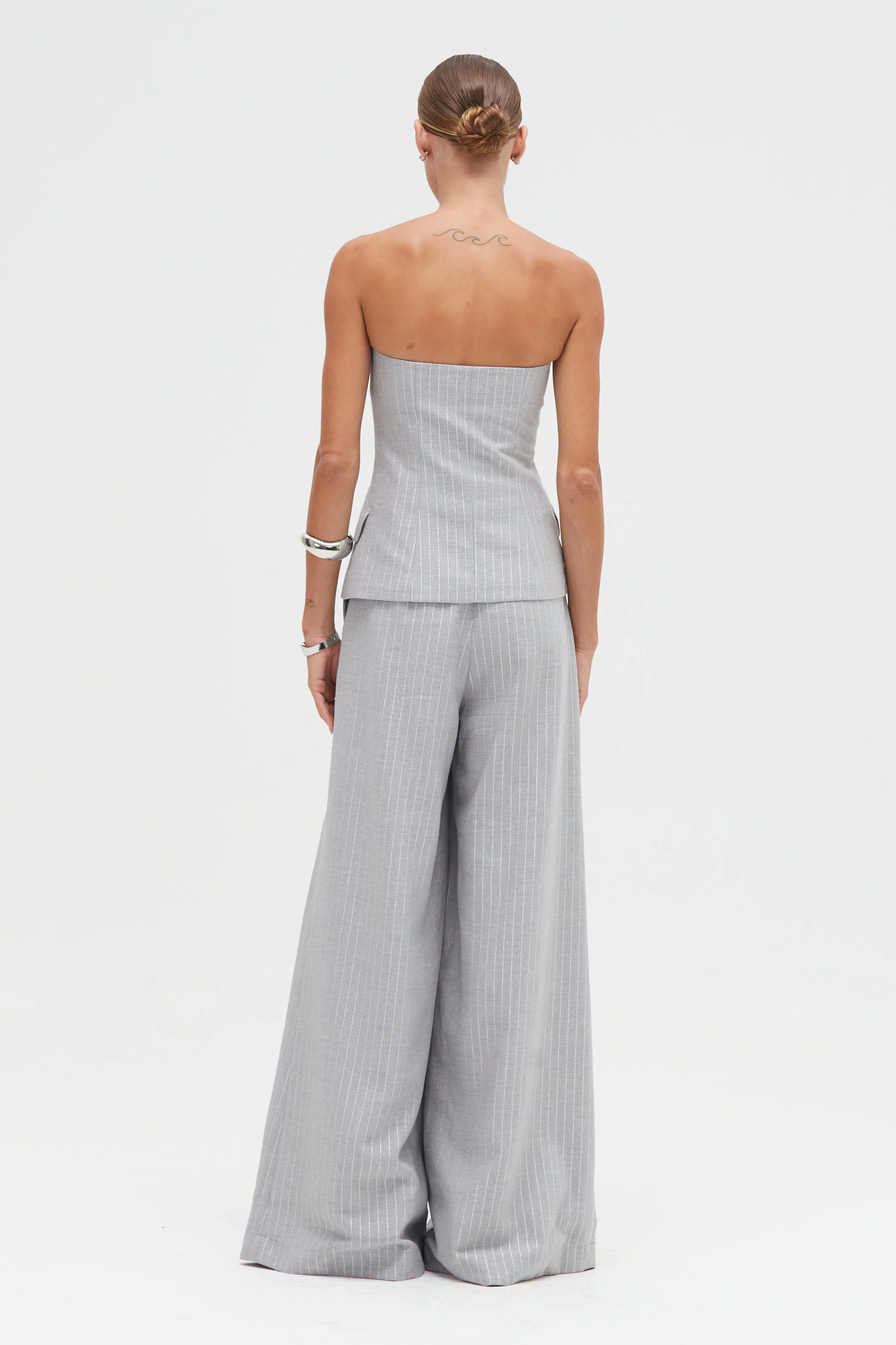 METALLIC PINSTRIPE STRAPLESS TOP - Image 3