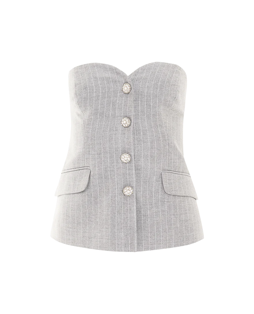 METALLIC PINSTRIPE STRAPLESS TOP - Image 4