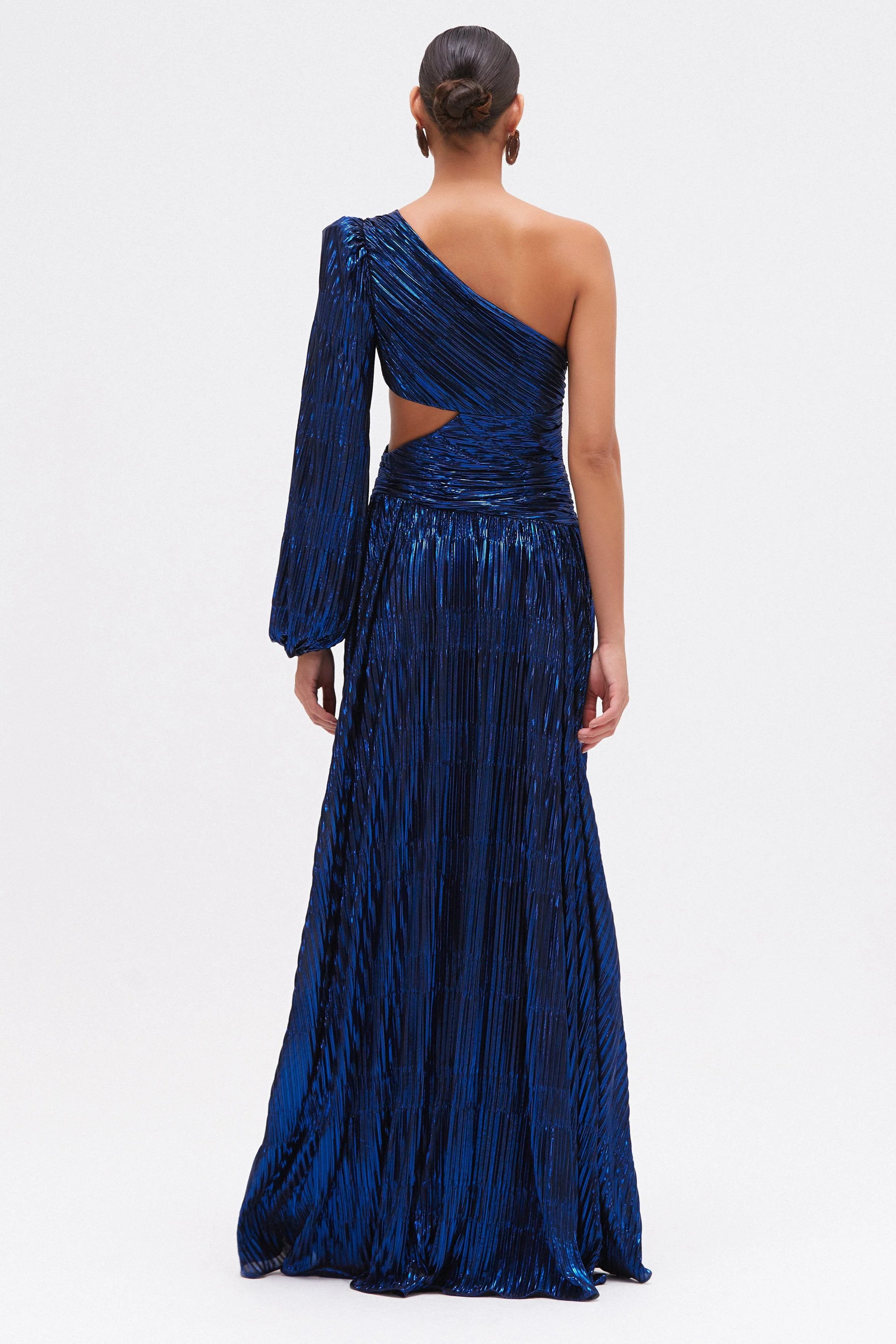 METALLIC PLISSE ONE SHOULDER GOWN - Image 3