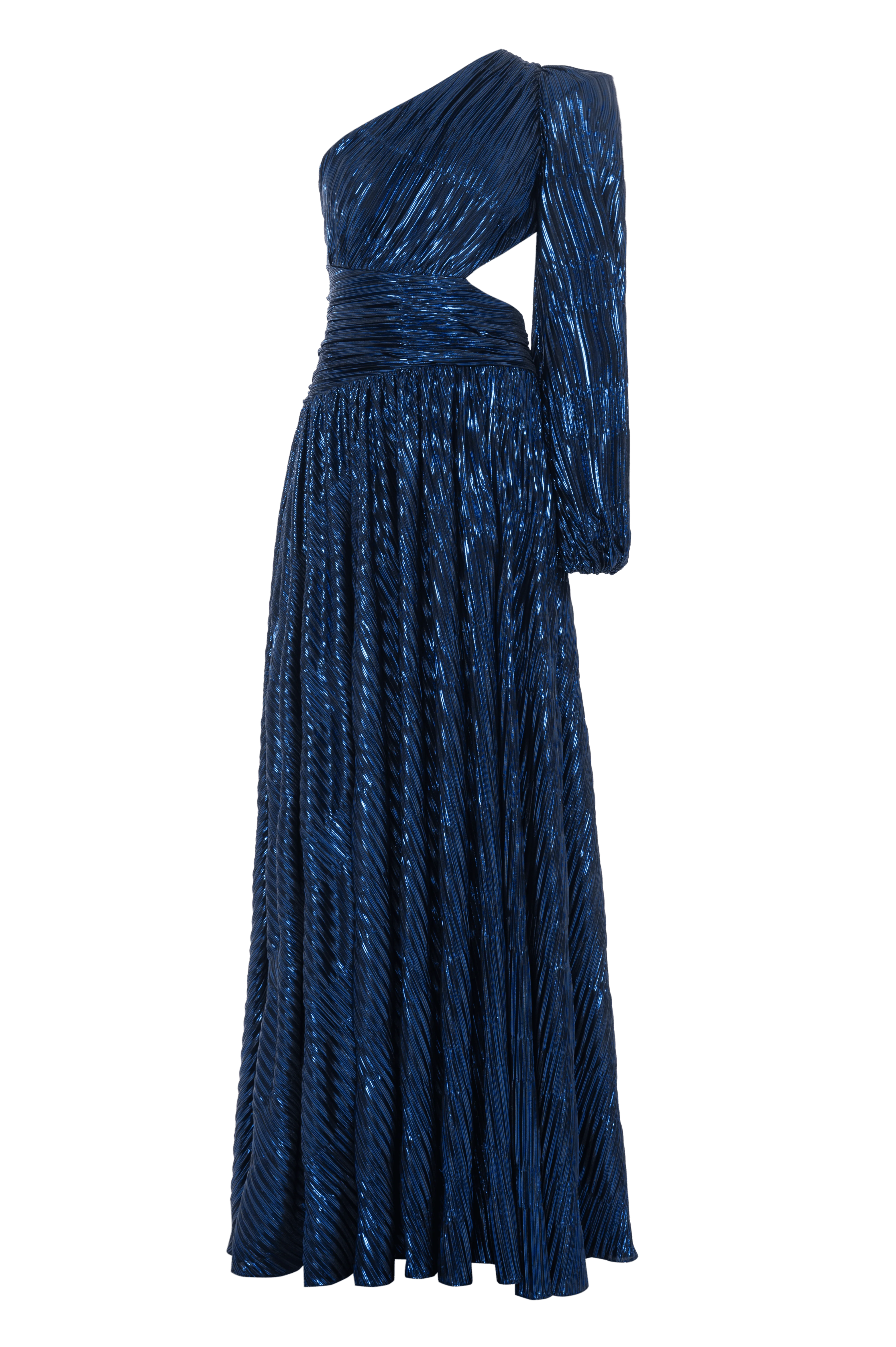 METALLIC PLISSE ONE SHOULDER GOWN - Image 4
