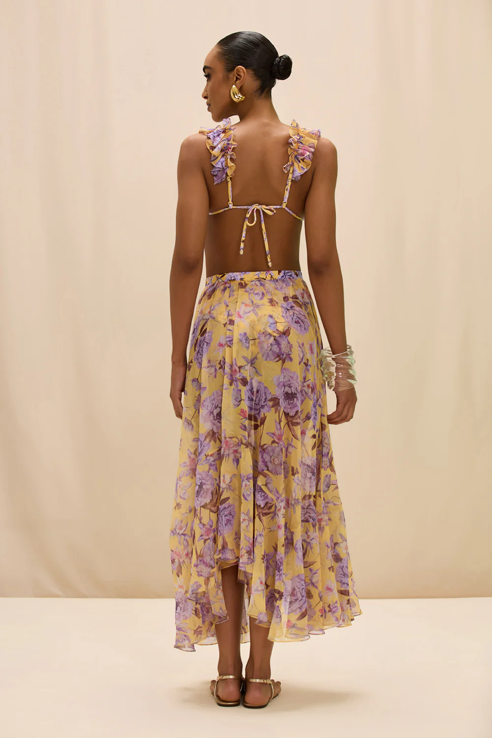 PEONY PRINT LYCRA MAXI SKIRT - Image 2