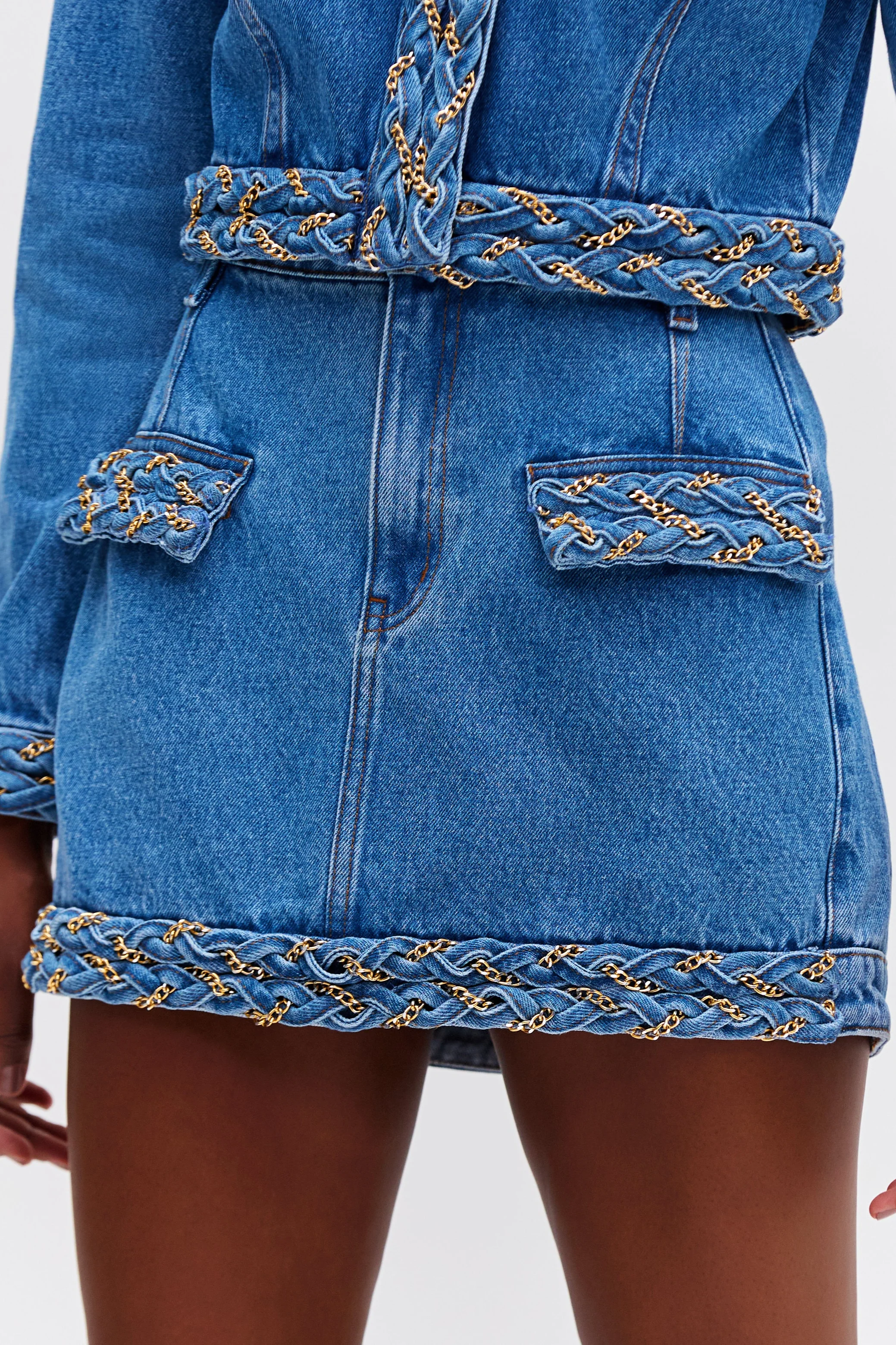 Braided Denim Mini Skirt - Image 2