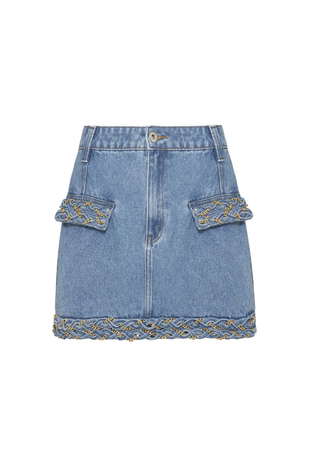 Braided Denim Mini Skirt - Image 4