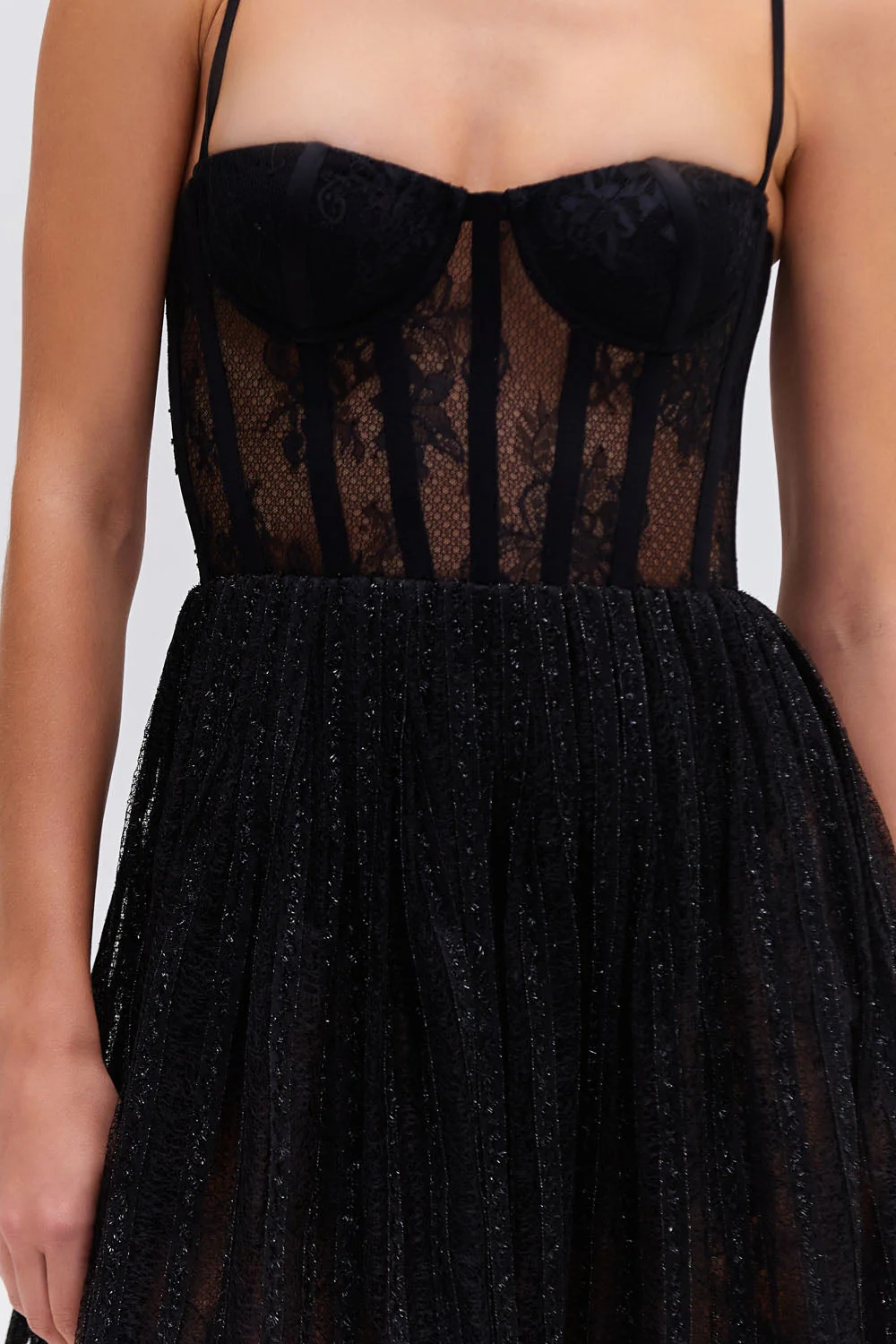 LUREX TULLE BUSTIER MIDI DRESS - Image 2