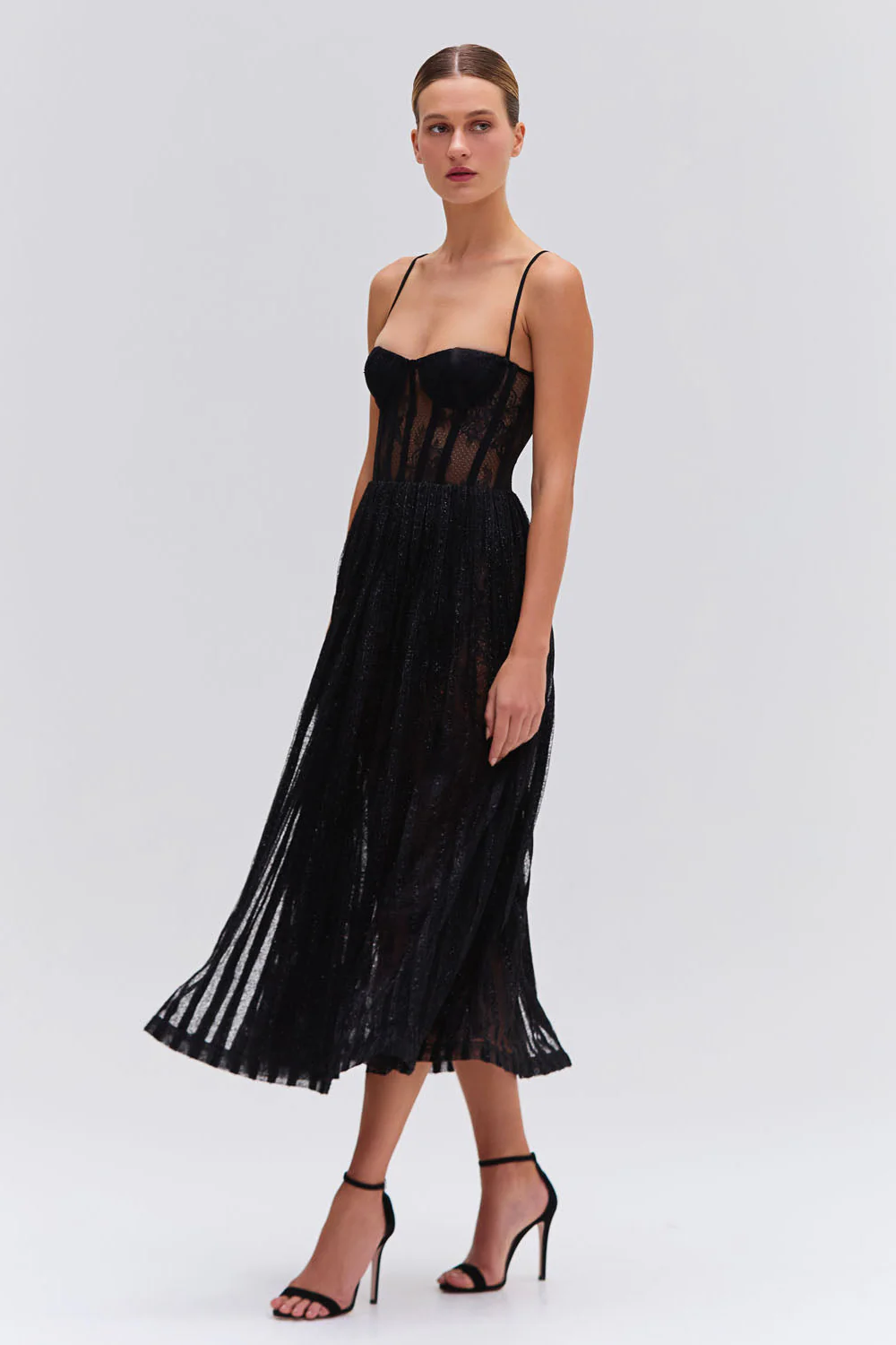 LUREX TULLE BUSTIER MIDI DRESS - Image 4