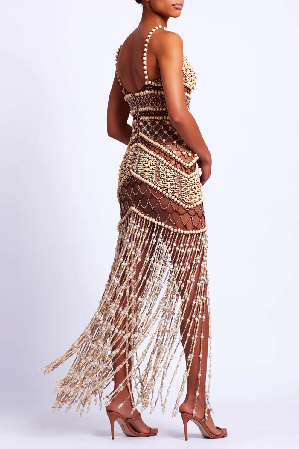 Wood and Crystal Beaded Gown - Image 3