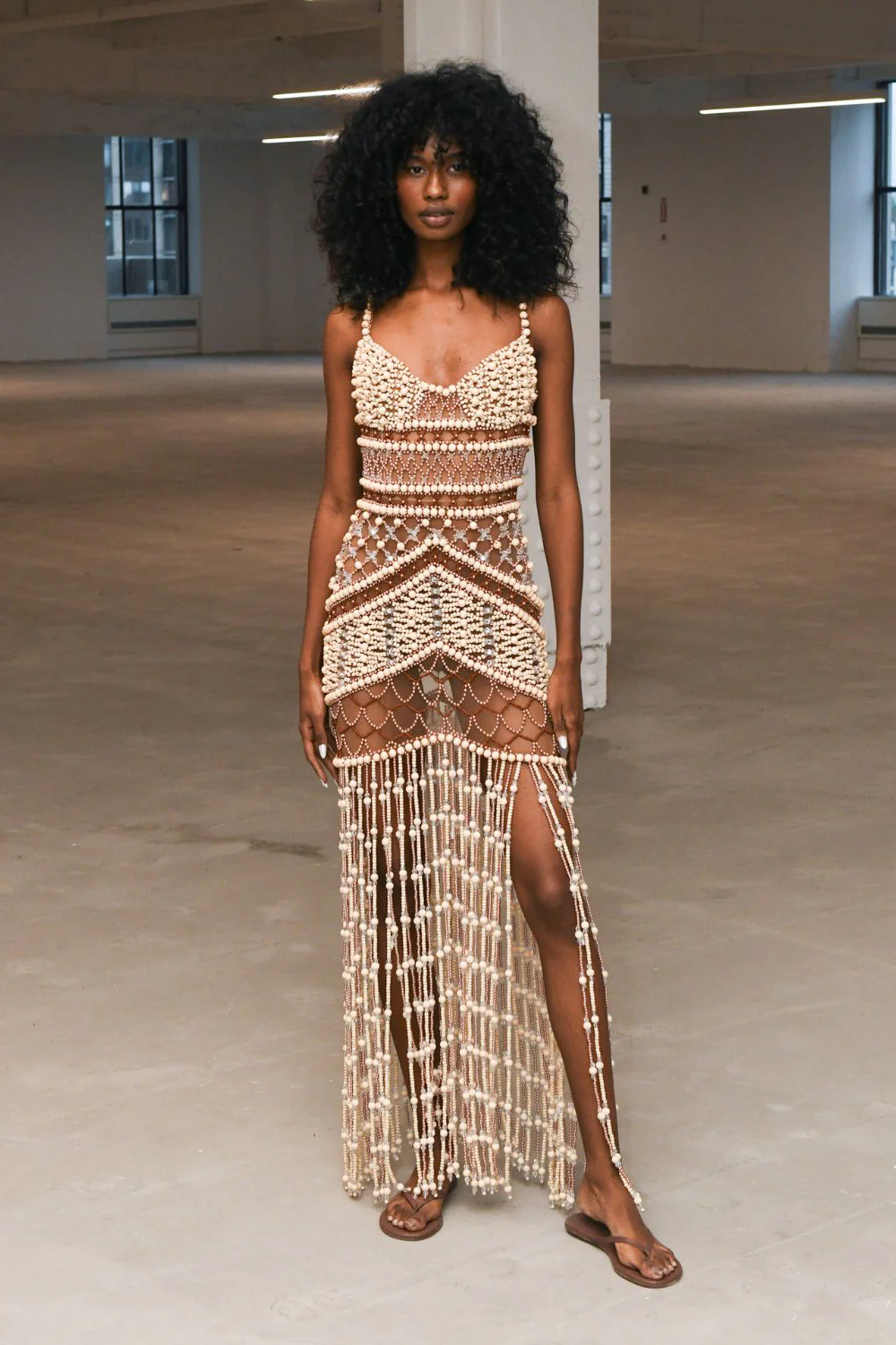 Wood and Crystal Beaded Gown - Image 5